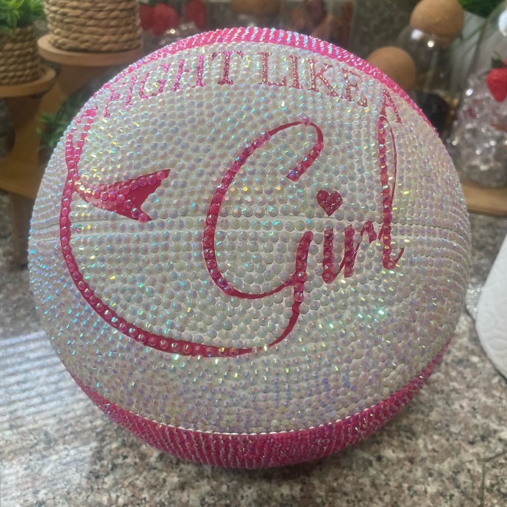 Pink and White Rhinestone Ball - Picture 5 of 5